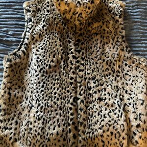Leopard Print Faux Fur Vest